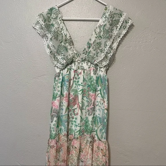 House Of Harlow 1960 Revolve Floral Pastel Maxi Dress Tiered NWT - Picture 3 of 10